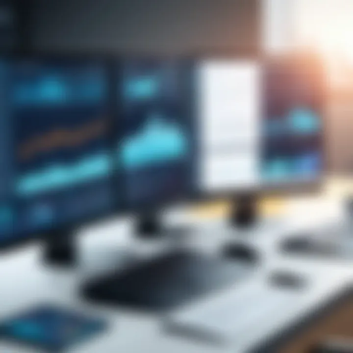 Data analytics visualizations representing strategic decision-making