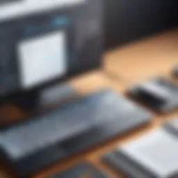 A digital interface showcasing graphic design tools and features