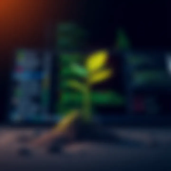 An illustration of a small plant sprouting from the ground, symbolizing growth and development