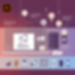 Illustration showcasing Adobe Illustrator interface with tools and features