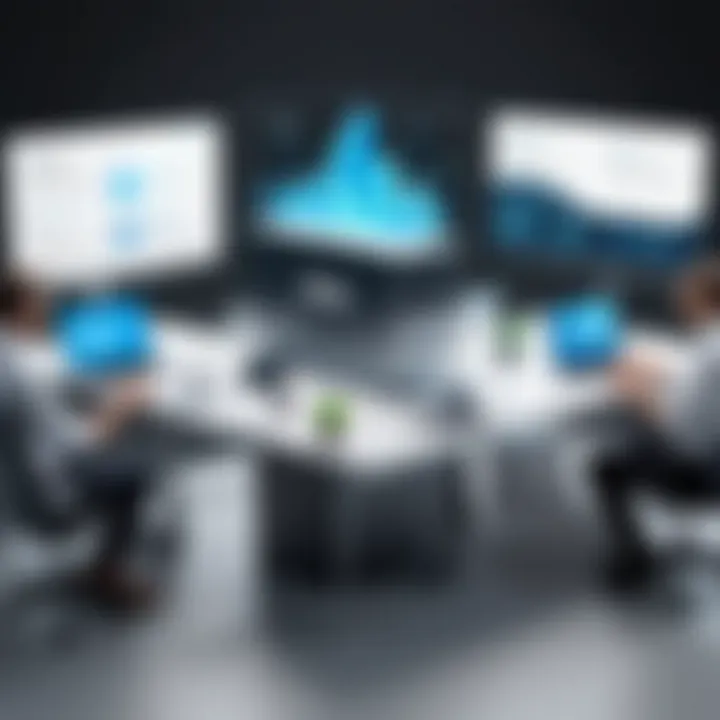 Business professionals utilizing a file transfer solution.