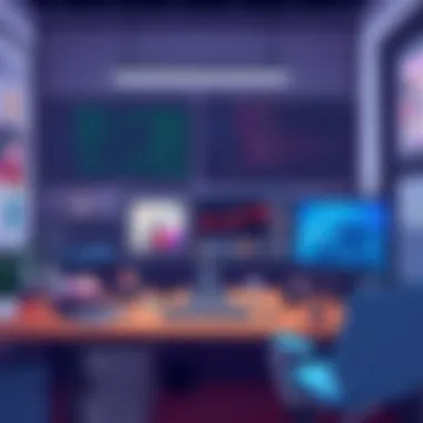 Creative Workspace for Digital Art Editing A creative workspace with digital devices showcasing art editing in action.