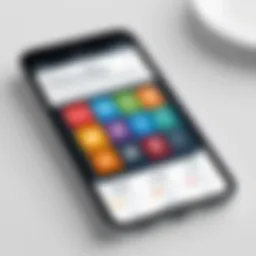 Illustration of a mobile device displaying a franchise management app interface