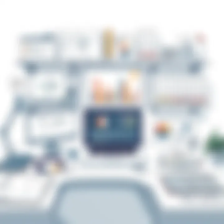 Architectural Workspace Overview An overview of a well-organized workspace featuring a laptop and architectural tools.