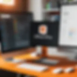 Illustration depicting the integration of GoDaddy and Microsoft Office in a digital workspace