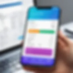 A modern interface of an invoice tracker app on a smartphone.