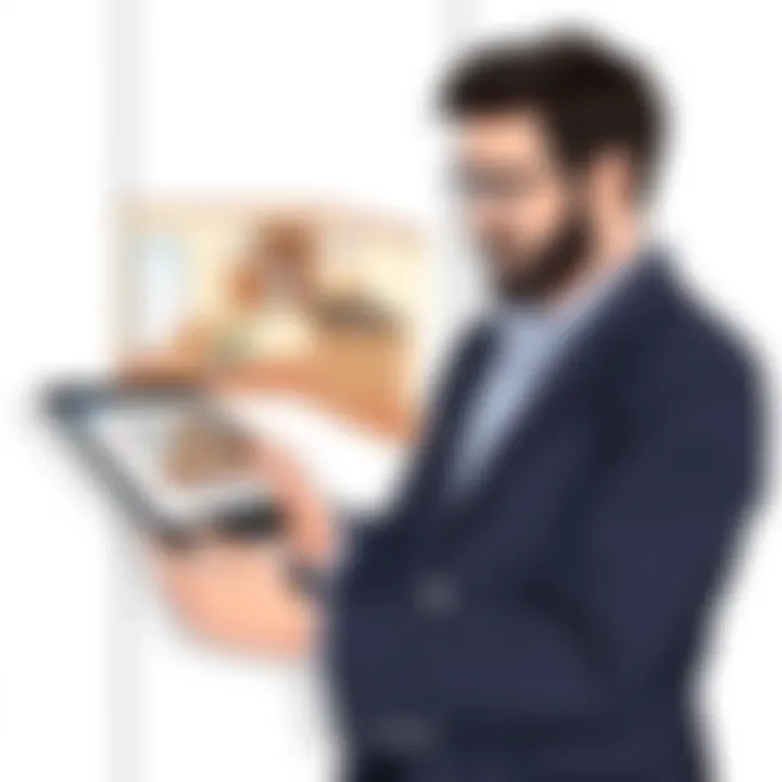 Real Estate Agent Utilizing 3D Virtual Tours An agent presenting a 3D virtual tour on a tablet to potential clients