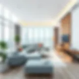 A virtual tour showcasing a modern living room with immersive 3D technology