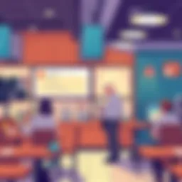 Illustration of a restaurant environment showcasing customer engagement
