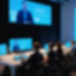 A vibrant conference environment showcasing tech engagement