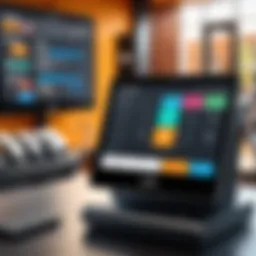 A modern POS system interface in a gym setting