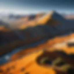 A digital landscape rendered with advanced modeling software showcasing varied terrains.