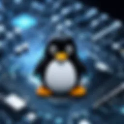 An illustration depicting the concept of patch management in Linux systems with visual elements representing security and compliance.