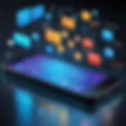 Illustration depicting the SMS marketing landscape with key metrics and trends