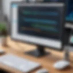 A sophisticated workspace showcasing a modern IDE interface