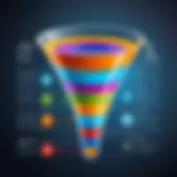 Illustration of different stages of a web analytics funnel